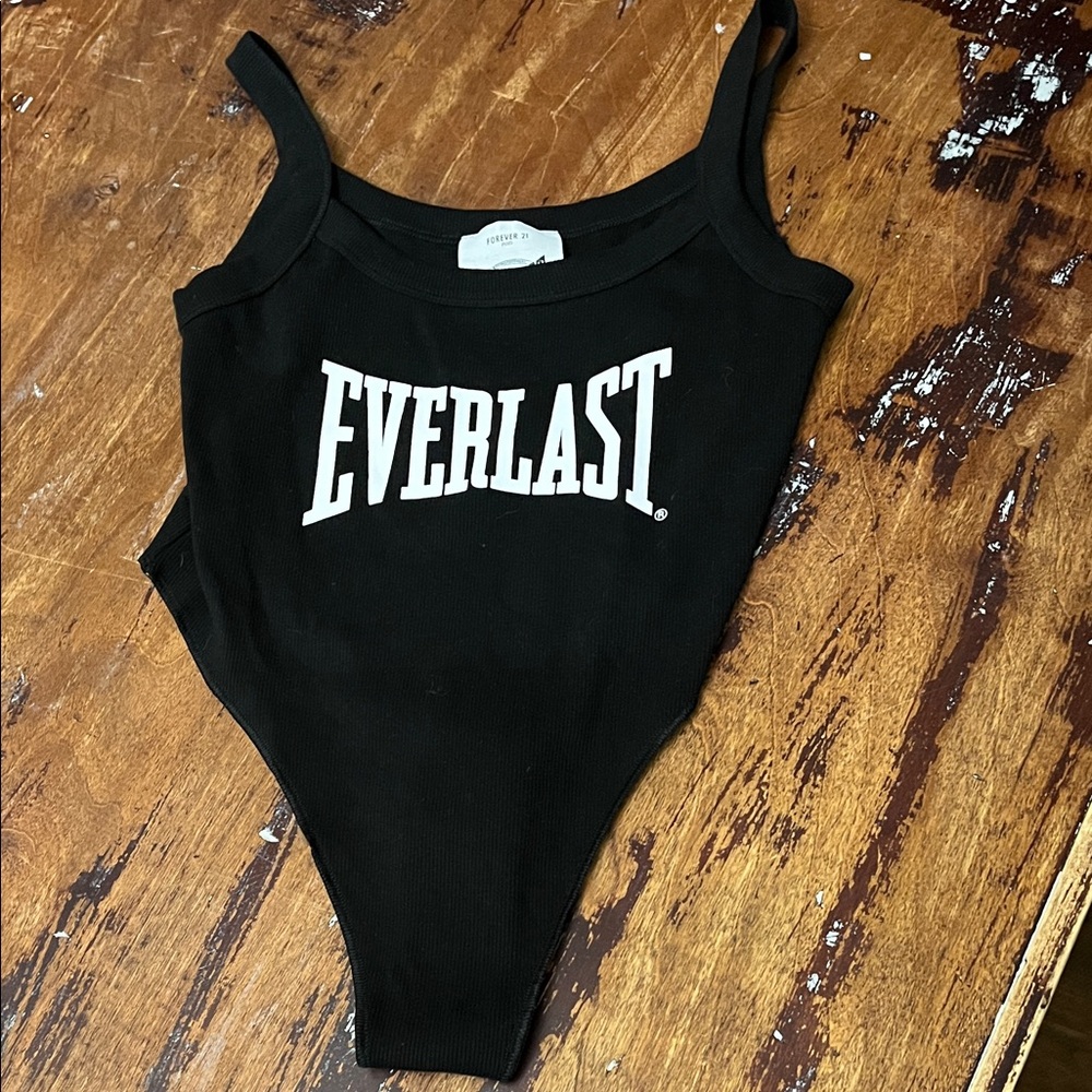 NWOT Everlast x Forever 21 Black Ribbed Bodysuit Womens OX